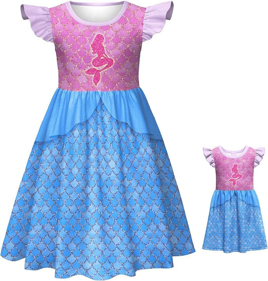 LQSZ Doll and Girl Matching Princess Dress Outfits for Girls and 18" Matching Doll and Girl Clothes