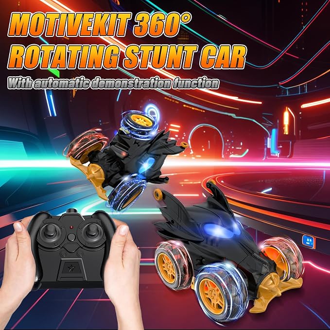Remote Control Car for Boys - 360° Rotates and Flips 4WD Remote RC Stunt Cars for Kids, 2.4GHz RC Car with LED Lights, Easter Birthday Gift for Boy 3 4 5 6 7 8 9 13 Year Old