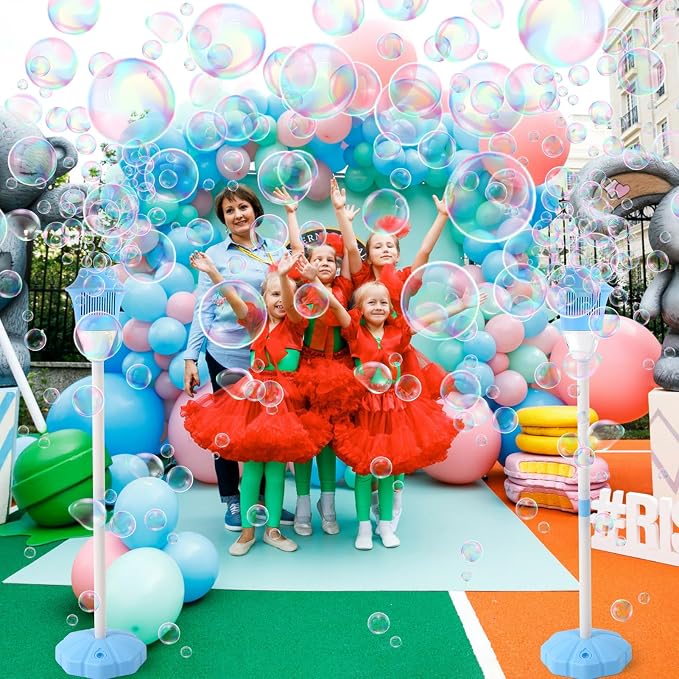 Palksky Bubble Machine with Lights for Outdoor - 2Pack, Height 47 Inches Bubbles Blower Maker for Kids Toddlers, Battery Automatic Bubbles Blower Maker for Outdoor/Indoor Wedding Birthday Party