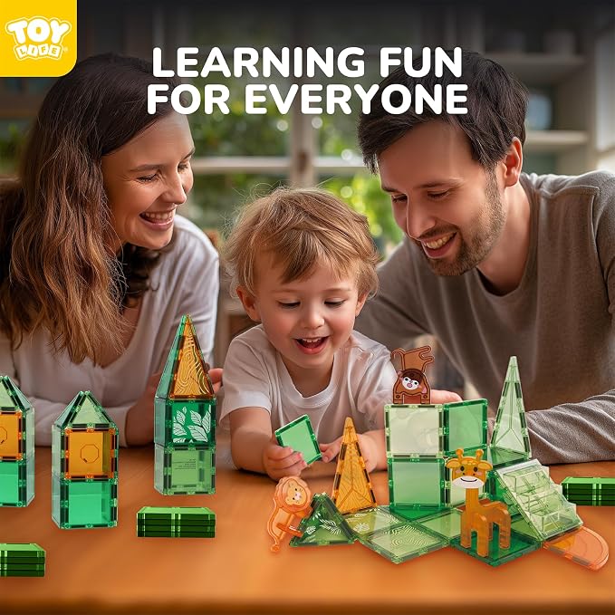TOY Life 38 Pcs Magnetic Tiles Animals for Toddlers 3-5 Magnet Blocks for Kids Ages 4-8 STEM Magnet Tile Toys Building Tiles Set Christmas Birthday Gift for Boys and Girls