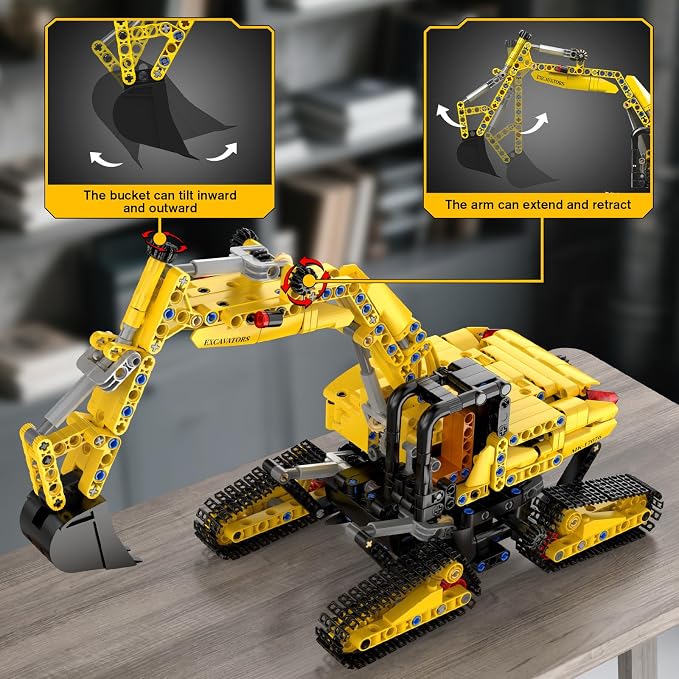 Mould King Crawler Excavator Building Sets, 17076 Engineering Excavator Kits, MOC Model Toys Birthday Gifts for Adults and Teens 14+, Construction Vehicle Set for Excavator Fans (840 Pcs)