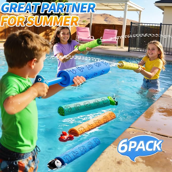 6 Pack Water Guns for Kids Adults, Pool Toy for Boys Girls Ages 4-8 8-12, Ideas Gift Toys for Summer Outdoor Swimming Pool Backyard Beach Water Game