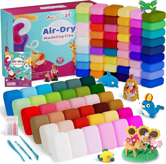 Aestd-ST Air Dry Clay 90 Colors, Modeling Clay for Kids, DIY Magic, Molding Clay Kit with Sculpting Tools, Non-Sticky Soft and Super Light, Arts and Crafts Gift for Boys Girls Kids