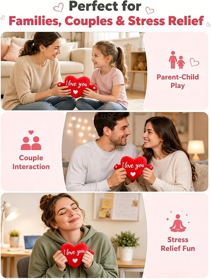 Soft Plush Musical Sensory Toy, Interactive Plush Toy with Sounds, Skin Touch Activated Sound Doll, Dual Mode Educational Toy, Fruit Style Gift for Baby Kids Boys Girls All Ages(Red Heart)
