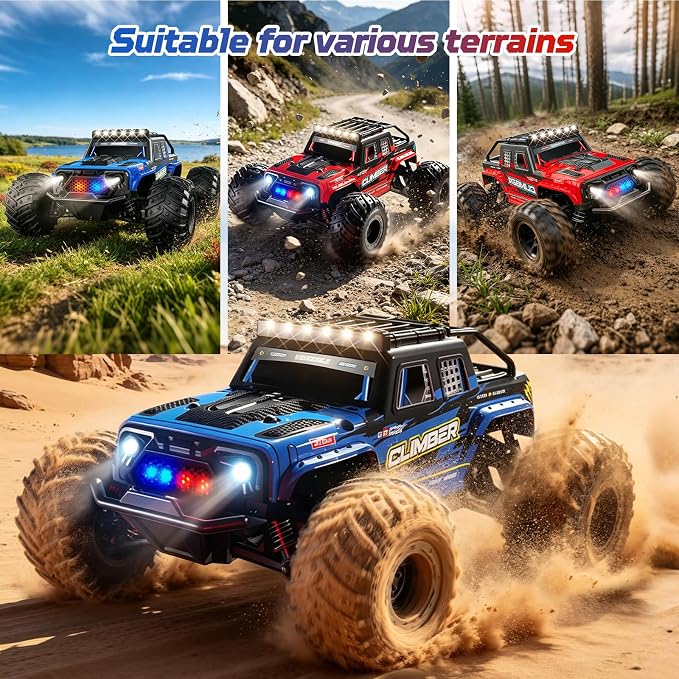 Gohero Remote Control Monster Truck – 32KM/H Fast RC Car for Adults & Kids, 1/18 Scale Off-Road Truck with Dual Shells & Lights, App/2.4GHz Control, 2 Batteries 60Min Playtime, Gift for Boys 8-12