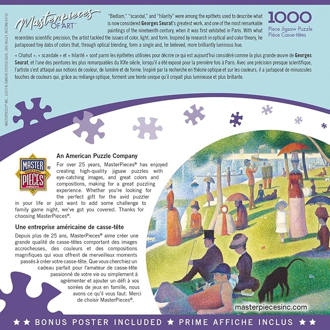 MasterPieces 1000 Piece Jigsaw Puzzle for Adults, Family, Or Youth - A Sunday On La Grande Jatte - 19.25"x26.75"