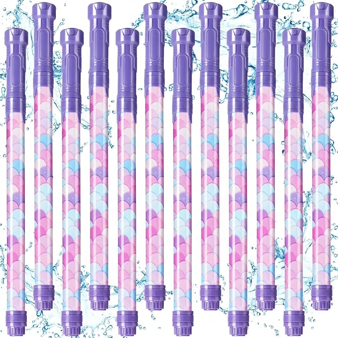 Halloscume 12 Pcs Mermaid Party Favors, 15'' Water Guns Bulk for Kids Water Squirt Blasters Guns, Summer Activity Swimming Pool Backyard Beach Outdoor Toys for Kids Adults, 39 ft Range Shooter