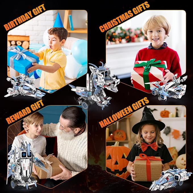 STEM Robot Building Sets for Kids Ages 6-16, 5-in-1 Remote Control and APP Robot Toys,343 Pcs DIY Building Science Educational Kit, Building Block Birthday Present for Teen Boys Girls
