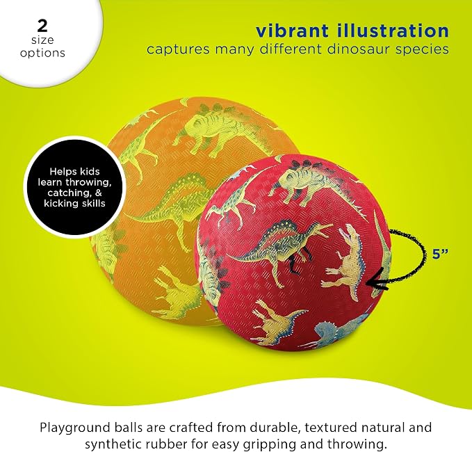 Crocodile Creek Playground Ball - Durable Rubber Ball for Kids Ages 3 and Up - Bouncy Inflatable Ball for Kickball, Indoor Games, and Outdoor Sports - PVC-Free