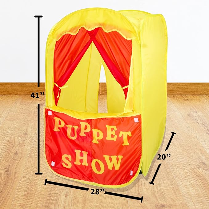 Puppet Theater for Kids, 2-in-1 Puppet Show & Lemonade Stand Pop-Up Play Tent - Playbees Foldable Theater Stage, Indoor Outdoor Pretend Play, Ages 2+, 28x20x41 in with Carry Bag, Toddler Gift