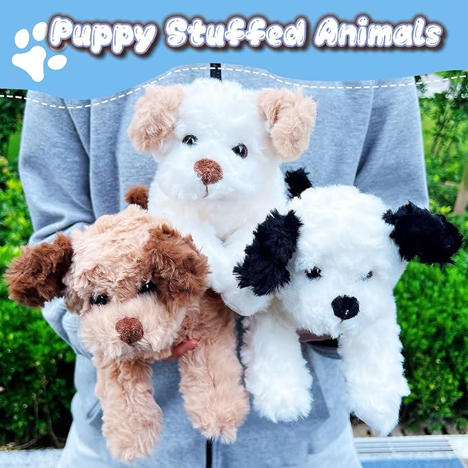 12" Dog Stuffed Animal Plush Toys for Kids, Cute Black and White Puppy Stuffed Animals, Plushies for Girls, Boys and Babies, Dog Plush Toys for Easter Basket Stuffers, Birthday Gifts