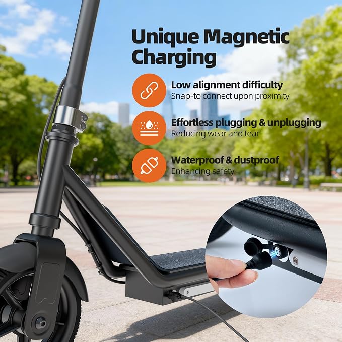 Kids Electric Scooter, 10MPH Max Speed, Double Brake, Magnetic Charging, Pedal Light, 150W Motor, Electric Scooter for Kids Aged 6-12 (10MPH Max Speed, Black)