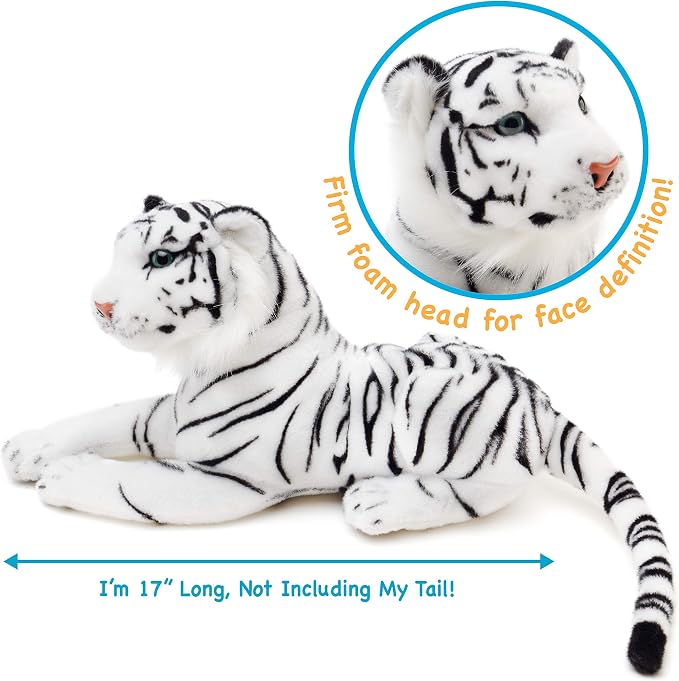 TigerHart Saphed The White Tiger - 17 Inch Stuffed Animal Plush