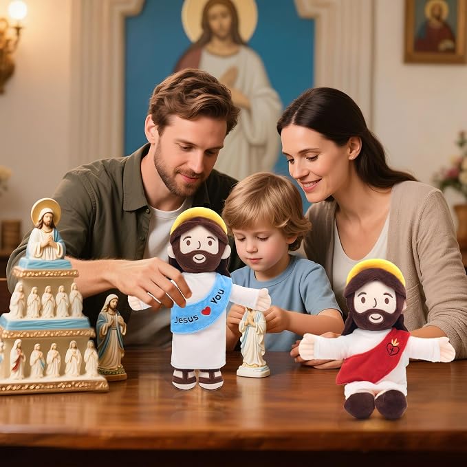 Yelakey Jesus Plush,Jesus Love You Stuffed Doll,Christian Baptism Gifts Plushie Toy for Baby Girls & Kids Christmas Easter Decoration 13"