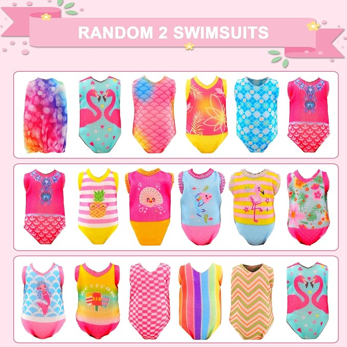 30 PCS Mini 6 Inch Doll Clothes and Accessories Include 4 Tops, 4 Pants for Boy Dolls, 5 Dresses , 2 Swimsuit and 2 Shoes, 10 Outfits Hangers Pocket Glasses Headset Crown for 5.3-6 Inch Dolls