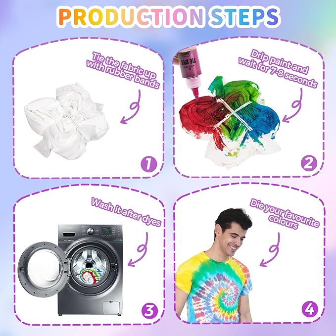 30 Colors Tie Dye Kit, Tie Dye Set for Kids, Pre-Filled Tye Dye Bottles, Non Toxic Permanent Fabric Dye Art Set, Easy DIY Fabric Art - Create Fun (30 Colors)