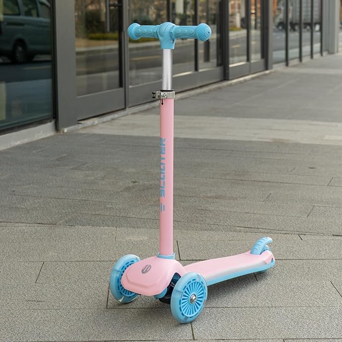 XJD Toddler Scooters for Kids 3-8, 3 Wheel Scooters for Kids 110lbs, LED Light-Up Wheels and Side, 3 Adjustable Height, Lean-to-Steer, Birthday Gift Toy for 3-8 Year Old Girl Boy