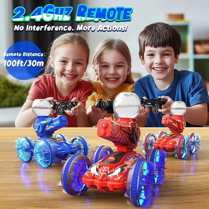 Amphibious Remote Control Car for Boys - 4WD Amphibious 2.4 GHz 360°Rotation RC Cars - Water and Land RC Stunt Car Toy for 5 6 7 8 9 10 Year Old Boys Girls Christmas Birthday Gifts