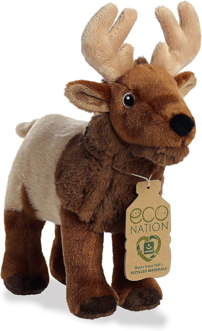 Aurora® Responsibly Made Eco Nation™ Elk Stuffed Animal - Ideal for Playtime Adventures - Perfect for Birthdays or Just Because - Brown 8.5 Inches