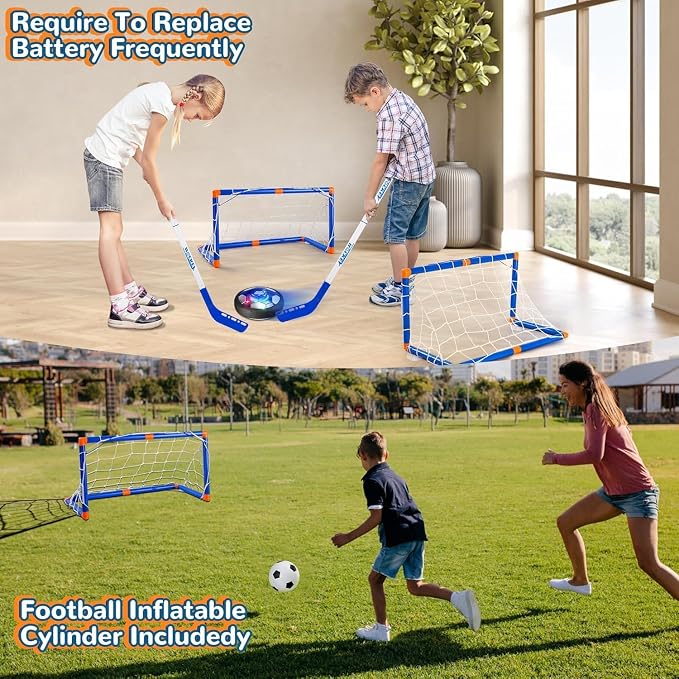 Nazano 4-in-1 Hover Soccer Ball Set, Rechargable Air Floating Soccer Toy with LED Lights, Indoor & Outdoor Kids Sports Toys, Christmas Birthday Gifts for Boys Girls Aged 3 4 5 6 7 8-12