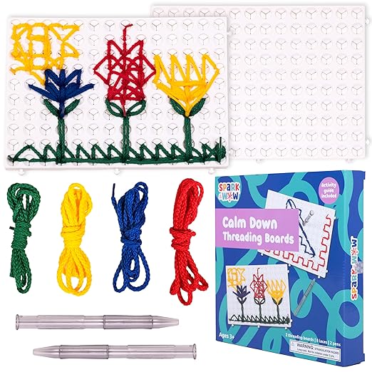 SPARK & WOW Calm Down Threading Boards | Set of 2 | Sensory Activity Board | Autism Toys for Play Therapy | ADHD Toys for Sensory Play