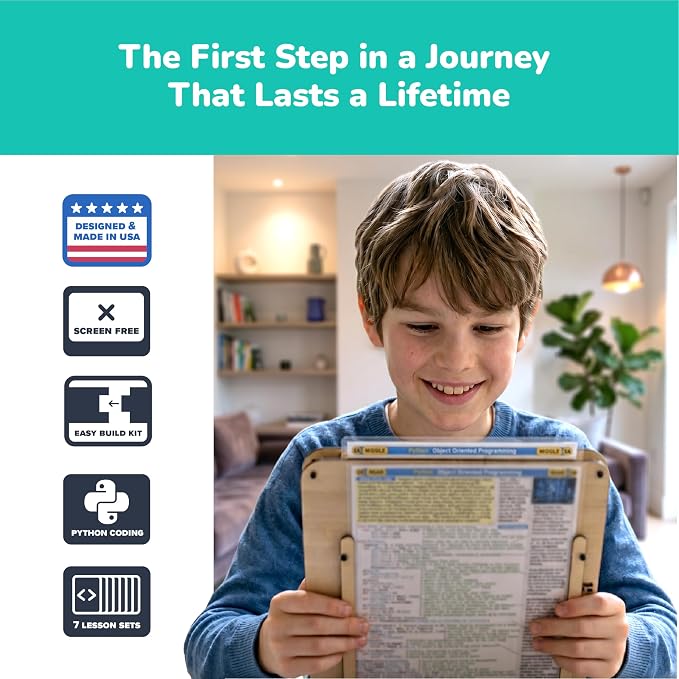 CodeStepper Screen-Free Python Coding & AI Learning Kit, Hands-On STEM Toy for Kids Ages 8-15, 7 Lesson Sets, Homeschool & Classroom Coding Kit, Made in the USA