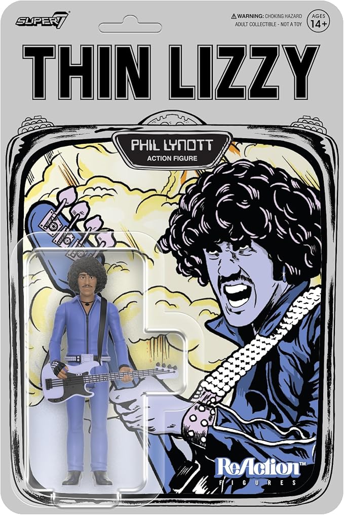 Super7 Reaction Figure Thin Lizzy Phil Lynott (Jailbreak) - 3.75" Thin Lizzy Action Figure with Accessory - Classic Rock Collectibles and Retro Toys
