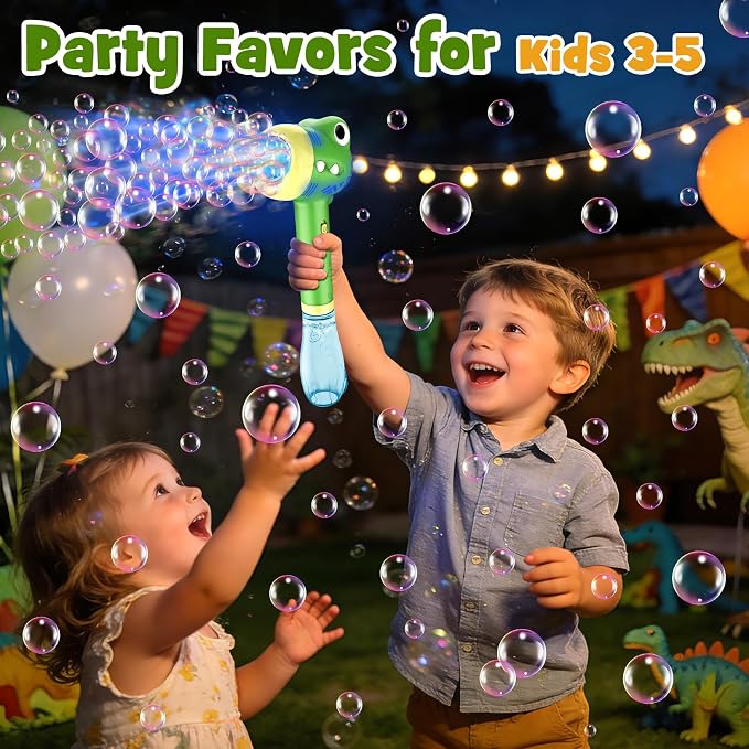 Dinosaur Bubble Toys Wand for Kids: Outdoor Toys for Toddler Boys & Girls - Garden Yard Party Bubble Fun - Automatic Bubble Maker Gift Idea