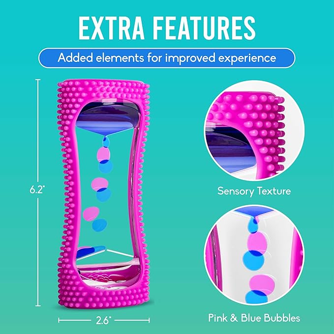 BUNMO Liquid Motion Bubbler Large Sensory Toy for Kids & Adults 4 Pack – Gentle Fidget Toy – Stimulating Visual Sensory Experience – Colorful Bubble Fidget Timer for Desk & Travel