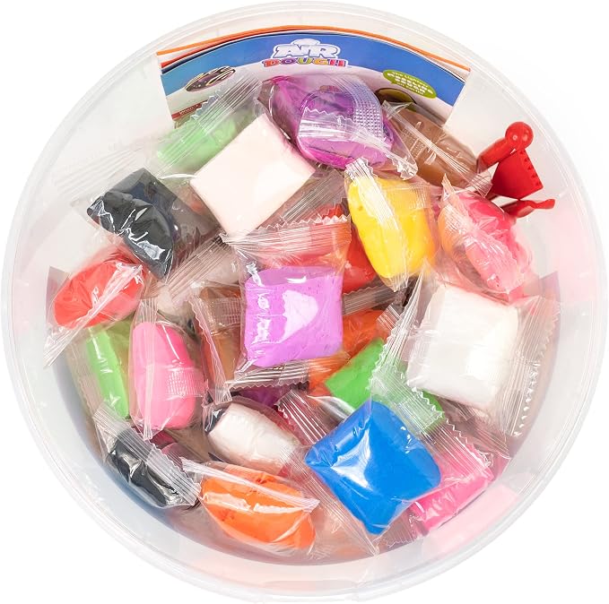 Air Dough - 60 Bags of Colored, Air Dry, Ultra Light, Non-Toxic Modeling Clay in a Bucket Including Accessories, Tools, Tutorial Videos (Educational, DIY, Kids Gifts, Art Craft Set for Boys & Girls)