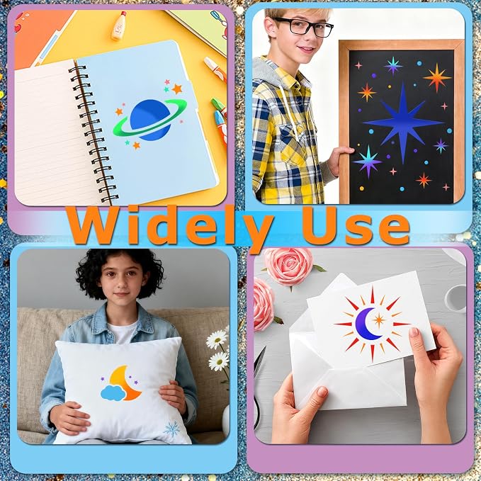 18 PCS Large Star Stencil for Painting Reusable Paint Stencils for Walls Twinkle Star Wall Drawing Stencils for Painting on Wood Craft Canvas Fabric Home Decoration