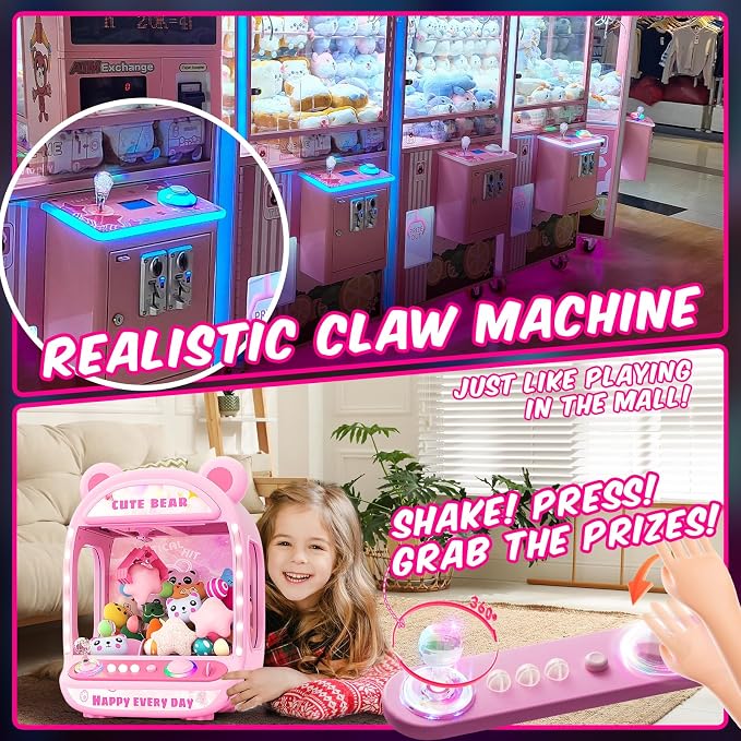Skirfy Claws Machines for Kids,Unicorns Toys for Age 6+,Kids Games Mini Vending Machines with Squishys Toy Candy Dispenser,Claws Game Machine,Birthday for Girls Age 8-12