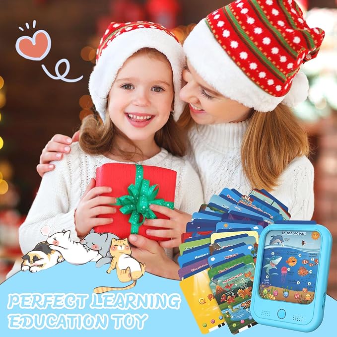 Qiaojoy Kids Learning Tablet -Educational Tablet Toy to Interactive LearnColors, Alphabets,Number,Foods,Animals,Weather,Screen-Free Learning Toys for Toddlers 2-6 Years Old,Gifts for Boys Girl