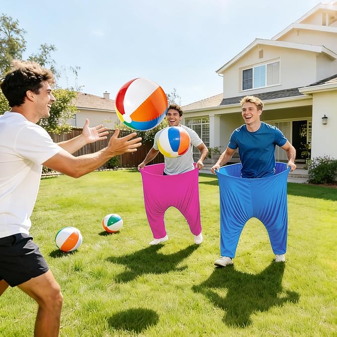 Granny Pants Yard Game Set, Oversized Pants with Bouncy Balls, Pumps & Flags, Giant Outdoor Tossing Games for Adults Family Birthday Backyard Party Team-Building Gatherings