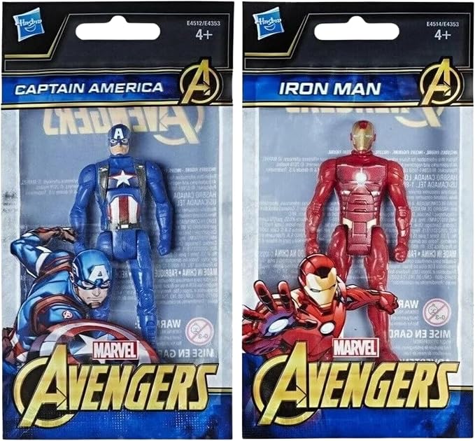 Toptoys2u Bargain Bundles Marvel-Avengers Miniature Articulated 9.5cm Toy Action Figures Bundle - Set of All 4 - Hulk, Thor, Captain America, & Iron Man
