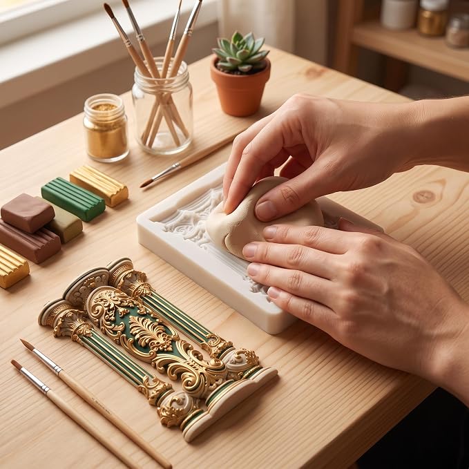 European Style Roman Columns Polymer Clay Mold Baroque Relief Pillars Silicone Molds for DIY Crafts Epoxy Resin Casting Air Dry Polymer Clay Jewelry Making Craft Tools