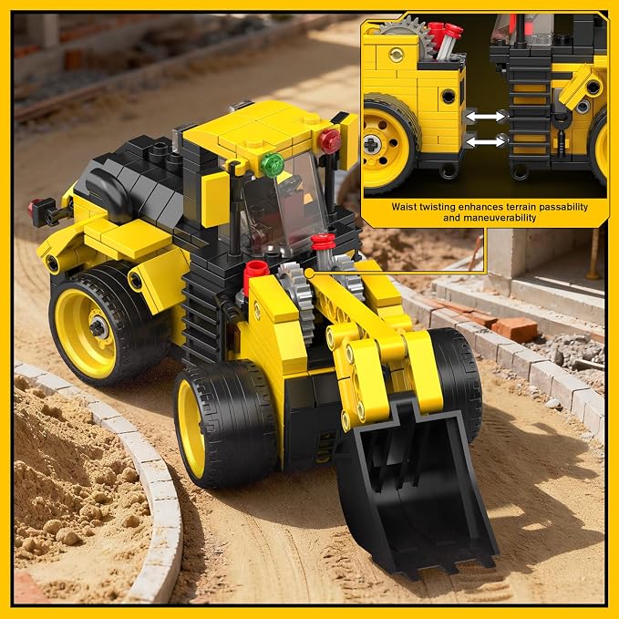 Mould King City Technik Wheel Loader Builidng Sets, MOC Construction Toy for boy Age 8-12, Engineering Farm Vehicle Model Kits with Articulated Steering/Scoop (456PCS+)