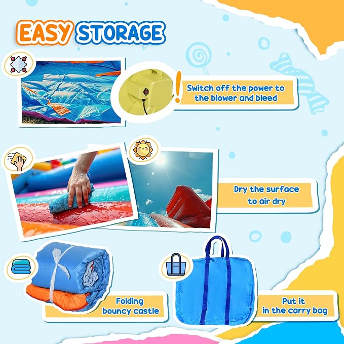 Outsunny Inflatable Water Slide, Kids Bounce House Water Park with Pool, Climbing Wall, Water Cannon, Dual Slides, Trampoline, 5-in-1 Bouncy Castle with Air Blower for Outdoor Indoor Backyard Fun