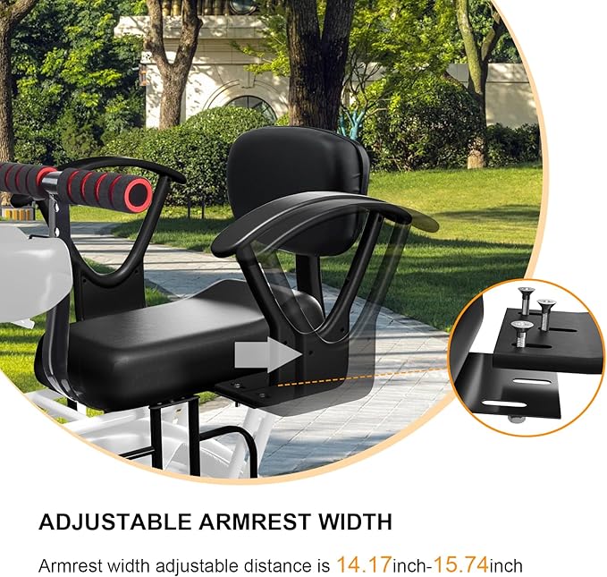 Rear Child Bike Seat, Width Adjustable Toddler & Baby Bike Seat for Adult Bike, Bike Chair for Bicycle, Kids Seat Fits Children 2~6 Years, Supports Up to 55 lbs