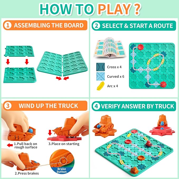 Logical Road Builder Games, STEM Family Board Game, Large Educational Smart Brain Teasers Puzzles Toys, Preschool Learning Early Montessori Birthday Gifts for Kids Boys Girls Age 4-8 Year Old