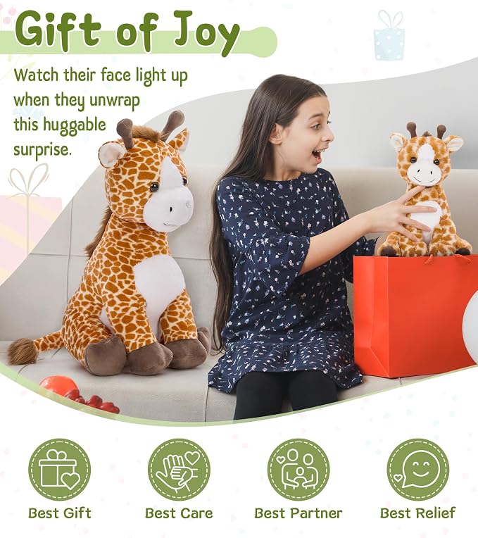 Tezituor Giraffe Stuffed Animal,25.6in Large Giraffe Plush Toy with Baby, Cute Plushies,Giraffe Plush Pillow Huggable,Christmas Valentines Birthday Gifts for Kids Adults Girlfriend Girls Boys, Brown