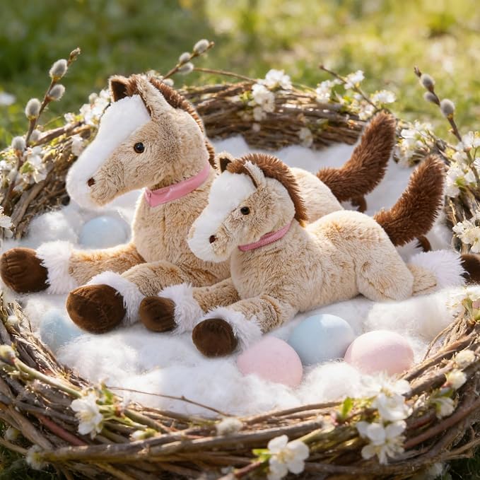 MaoGoLan Large Horse Stuffed Animal, Big Horse Plush Toy for Boy Girl, Ridable Stuffy Pony for Kid, Stuffed Pony Plush Pillow for Baby Shower, Mother's Day Birthday Gifts Party Favor, 33 inches, Brown