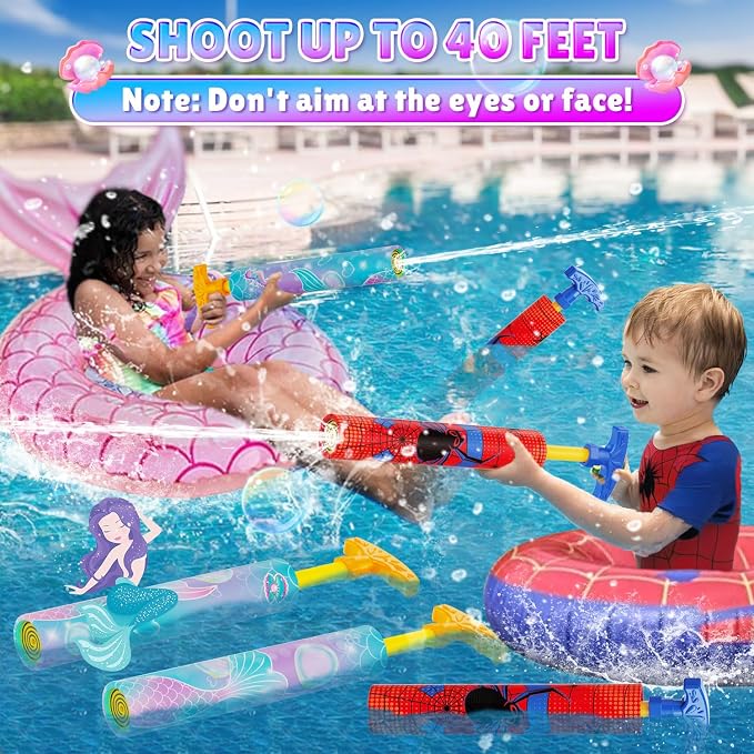 LQYoyz Water Gun 6 Pack Cute Super Water Soaker Blaster Squirt Guns 40 Ft Water Shooter Swimming Pool Beach Summer Party Outdoor Water Game Fighting Toys for Kids Girls