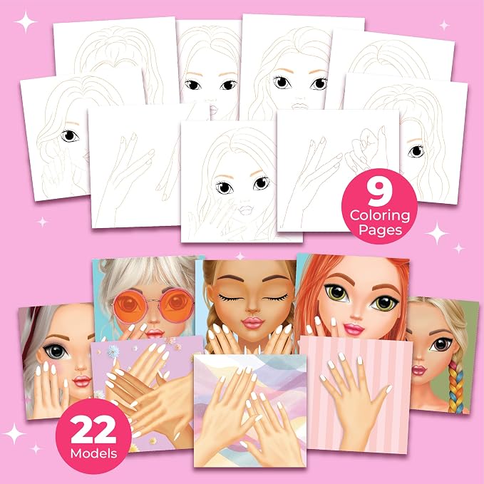 BSCOOL Drawing, Coloring & Sticker. Nails & Makeup Dress Up Sticker Book with 240+ Removable Stickers. Endless Nail Design and Makeup Combination for Kids Ages 4 and Up. Gift for Girls