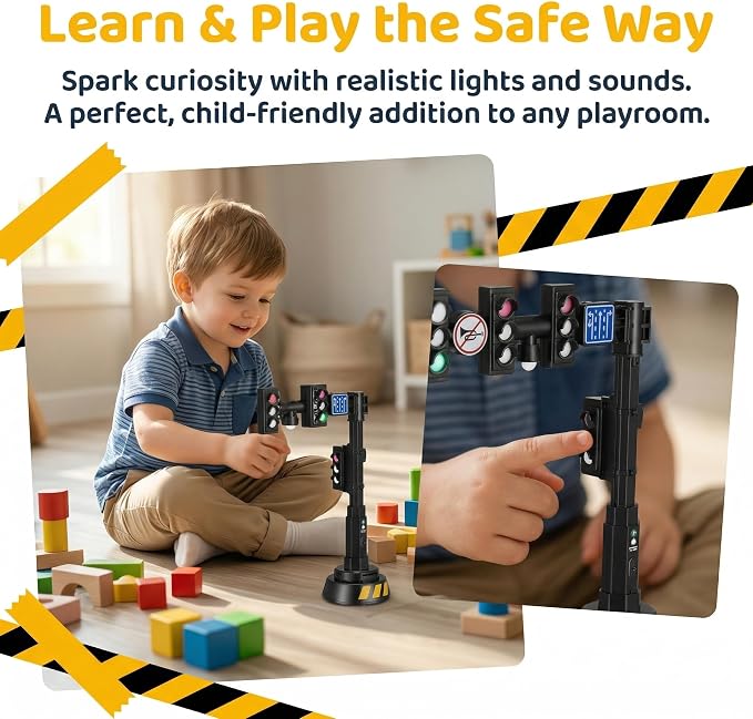 jarbins Stoplight Toy with Sounds, Red Yellow Green Light Learning Toy for Kids Pretend Play, Mini Stop Light Toy for Road Rules Learning, Classroom Activities, Toy Car Scenes, Dollhouse Display Prop