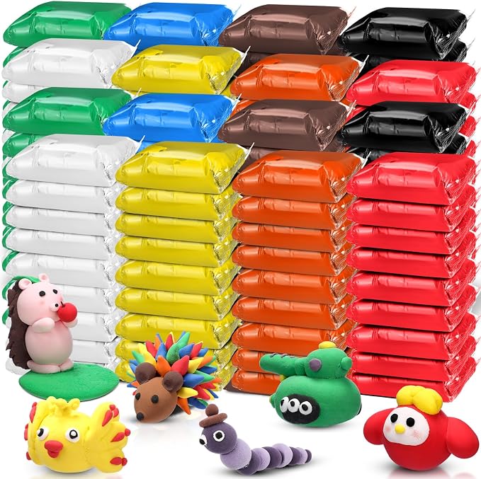 WinnerWhy 144 Pcs Total 76oz Air Dry Clay Soft Non-Toxic Molding Clay for DIY Arts Craft Sculpting Molding Projects Rewards Supplies(Multicolor)