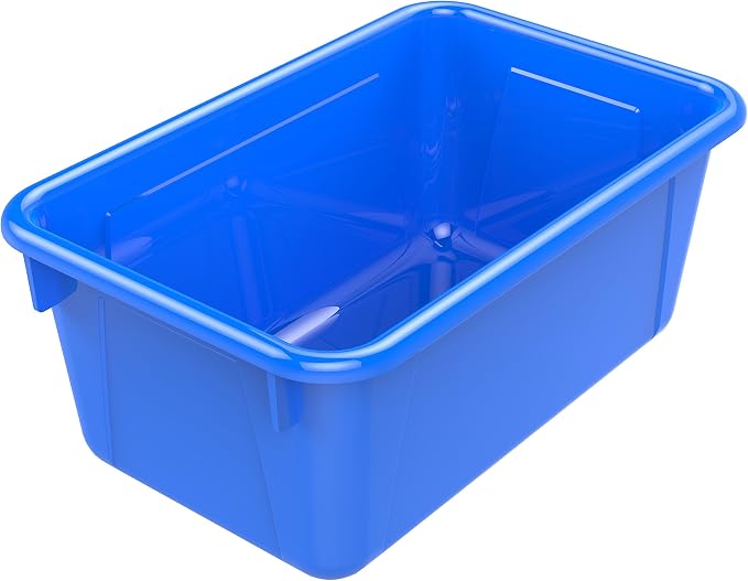 Storex Small Cubby Bins – Plastic Storage Containers for Classroom, 12.2 x 7.8 x 5.1 inches, Class Blue, 5-Pack (62416A05C)