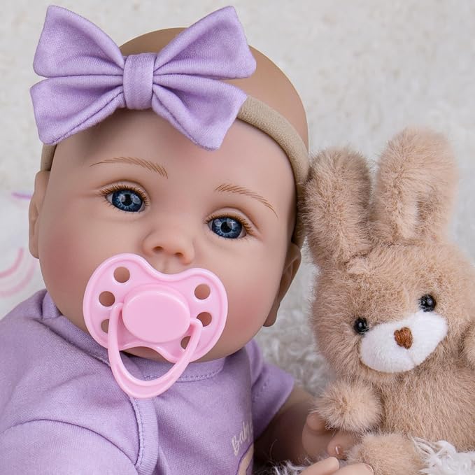 Milidool Lifelike Reborn Baby Dolls Girl - Realistic 18-Inch Newborn Baby Doll, Nice Gift for Kids Age 3+, Parents-to-be, Grandparents,Purple Clothes