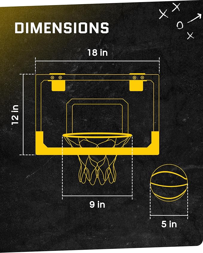 SKLZ Pro Mini Indoor Basketball Hoop with Ball, Over the Door, Shatter-Proof Backboard, Spring-Action Break-Away Steel Rim, Great for Home, Dorm Room, and Office