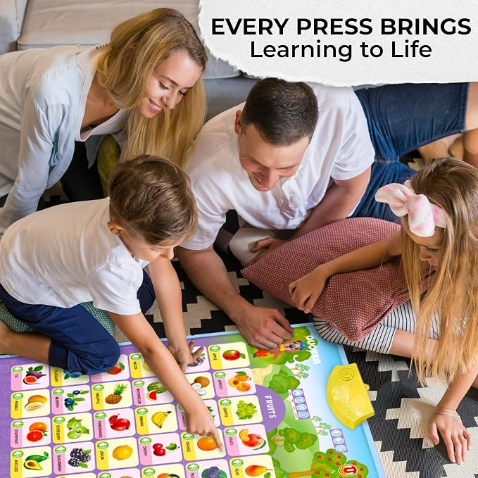 QUOKKA Educational Toys for Kids 5-7 Year Old - Set of 4 Vertical 4 Learning Wall Chart for Toddlers Age 3 4 6+ - Interactive Speech Therapy Poster Boy Girl - Autism Puzzle Game 8-10-12